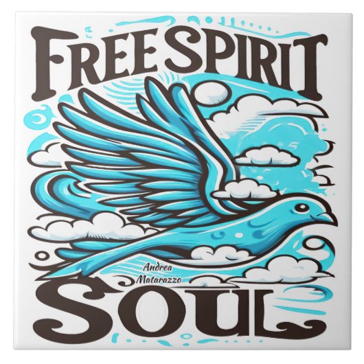 Sky Bird mit freiem Geist und Soul Fliese (Vorderseite)