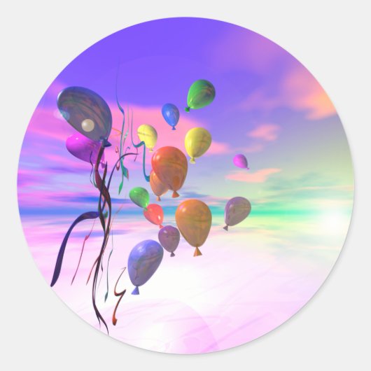 Sky Birthday Balloons Runder Aufkleber (Vorderseite)