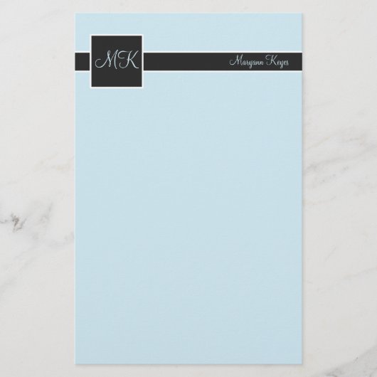 Sky & Black Color Block Stationierung Briefpapier (Vorderseite)