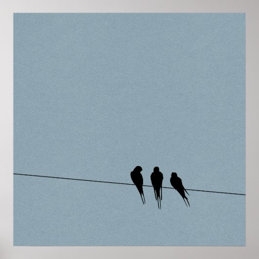 Sky Blackbirds Silhouette auf Wire Poster (Vorne)