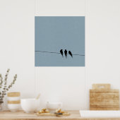 Sky Blackbirds Silhouette auf Wire Poster (Küche)