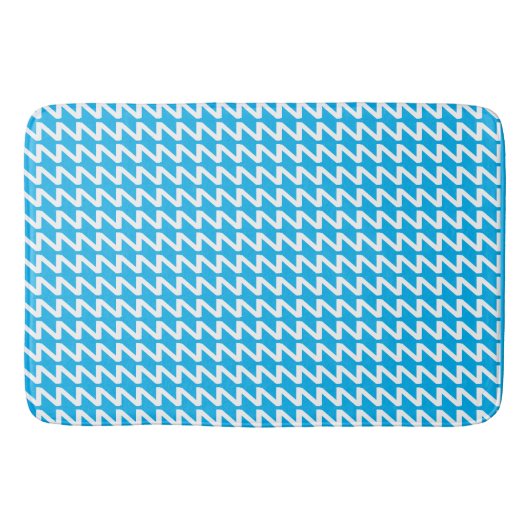 Sky Blau und weiß Moderne Sharp Waves Badematte (Vorderseite)