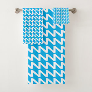 Sky Blau und weiß Moderne Sharp Waves Badhandtuch Set