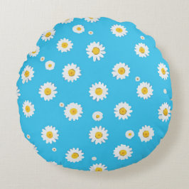 Sky Bloom Daisies Rundes Kissen