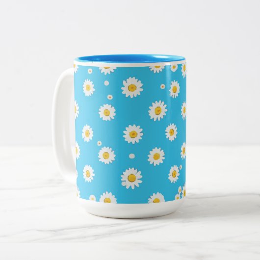 Sky Bloom Daisies Zweifarbige Tasse (Vorderseite Links)