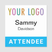 Sky Blue 2x2 Attendedededee Abzeichen Logo Button  (Vorderseite)