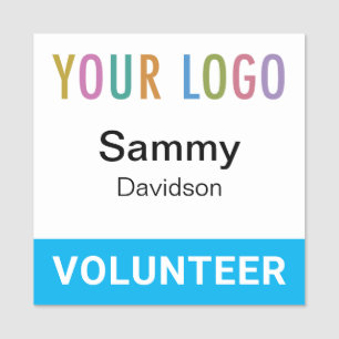 Sky Blue 2x2 Volunteer Abzeichen Logo Button oder