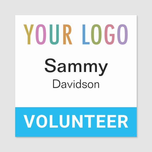 Sky Blue 2x2 Volunteer Abzeichen Logo Button oder (Vorderseite)