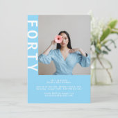 Sky Blue 40. Geburtstag Einladung (Stehend Vorderseite)