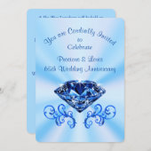 Sky Blue 65 th Wedding Anniversary Custom Order Einladung (Vorne/Hinten)