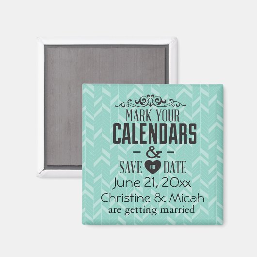 Sky Blue Abstrakt Save the Date Magnet (Vorderseite/Rückseite)