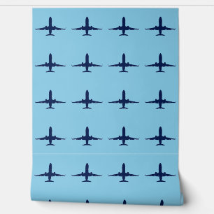 Sky Blue Adventure Airplane Silhouette Tapete
