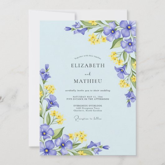 Sky Blue Airy Spring Wedding Einladung (Vorderseite)