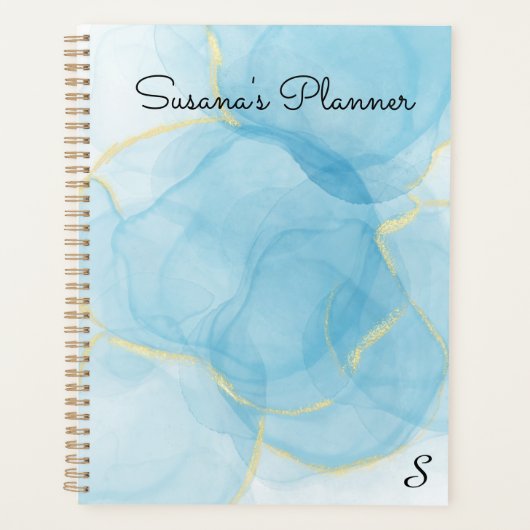 Sky Blue Alcohol Ink Art Malplaner Planer (Vorderseite)