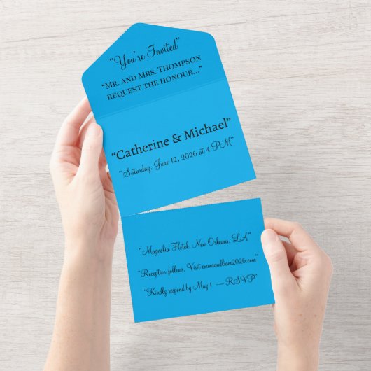 Sky Blue All-in-One Invite | Modern Summer Look All In One Einladung (Abreißtisch)