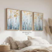Sky Blue and Beige Birch Trees Forest Print 3 of 3 Poster