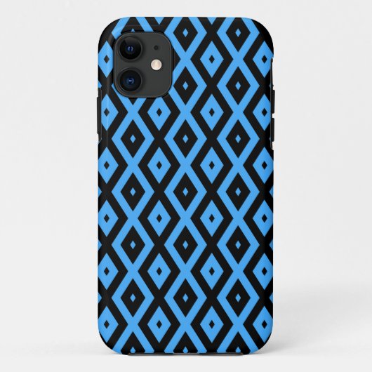 Sky blue and black diamond pattern Case-Mate iPhone hülle (Rückseite)