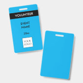 Sky Blue and Black Event Volunteer Logo Abzeichen Ausweis (Front & Back)