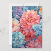 Sky Blue and Coral Floral Wedding Einladung (Rückseite)