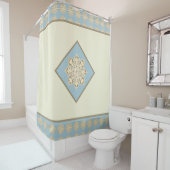 Sky Blue and Creme Duschvorhang (Beispiel)