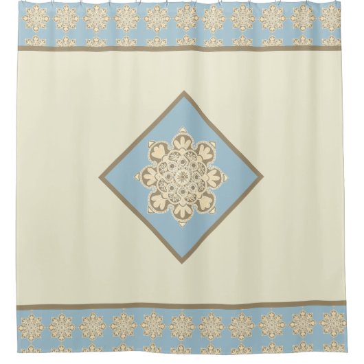 Sky Blue and Creme Duschvorhang (Vorderseite)