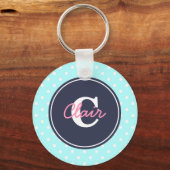 Sky Blue and Navy, Initial und Name Schlüsselanhänger (Vorderseite)