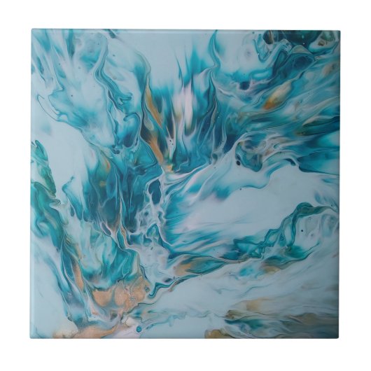Sky blue and Ocean Green Abstract Painting Fliese (Vorderseite)