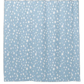 Sky Blue and White Abstract Dots Duschvorhang (Vorderseite)