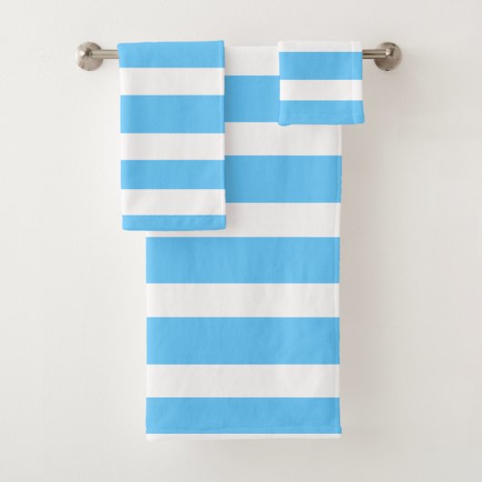 Sky Blue and White Cabana Stripes Badhandtuch Set (Insitu)