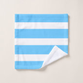 Sky Blue and White Cabana Stripes Badhandtuch Set (Waschlappen)