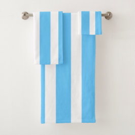Sky Blue and White Cabana Stripes  Badhandtuch Set