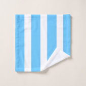 Sky Blue and White Cabana Stripes  Badhandtuch Set (Waschlappen)