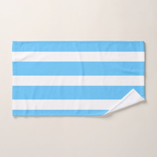 Sky Blue and White Cabana Stripes Badhandtuch Set (Handtuch)