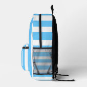 Sky Blue and White Cabana Stripes  Bedruckter Rucksack (Rechts)