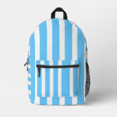 Sky Blue and White Cabana Stripes  Bedruckter Rucksack (Vorderseite)