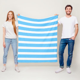 Sky Blue and White Cabana Stripes  Fleecedecke