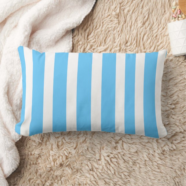 Sky Blue and White Cabana Stripes  Lendenkissen (Decke)