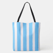 Sky Blue and White Cabana Stripes  Tasche (Rückseite)