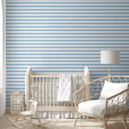 Sky Blue and White Classic Horizontal Stripes Tapete