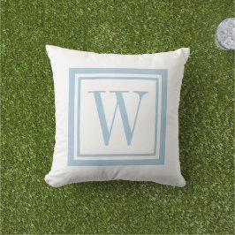 Sky Blue and White Classic Square Monogram Kissen