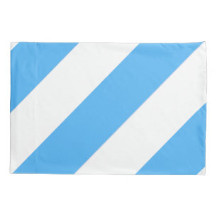 Sky Blue and White Diagonal Broad Strip Kissenbezug