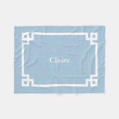 Sky Blue and White Greek Key Monogram Fleecedecke (Vorderseite (Horizontal))