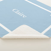 Sky Blue and White Greek Key Monogram Sherpadecke (3/4)