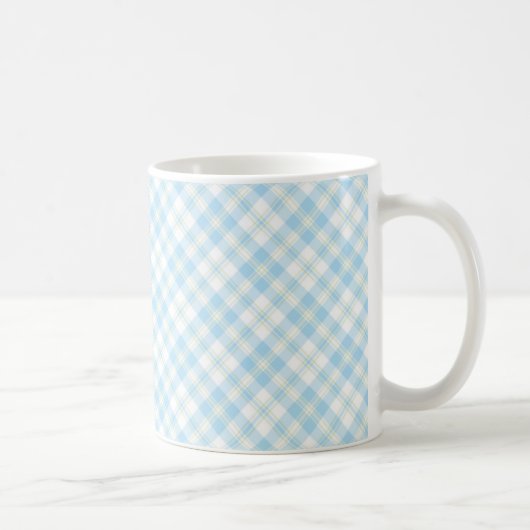 Sky Blue and White Karo Kaffeemaschine Tasse (Rechts)