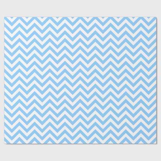Sky Blue and White Large Zickzack ZigZag Muster Geschenkpapier (Flach)