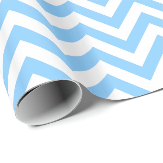 Sky Blue and White Large Zickzack ZigZag Muster Geschenkpapier (Rolleneckpunkt)