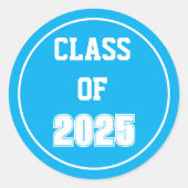 Sky Blue and White School Class Year Runder Aufkleber (Vorderseite)