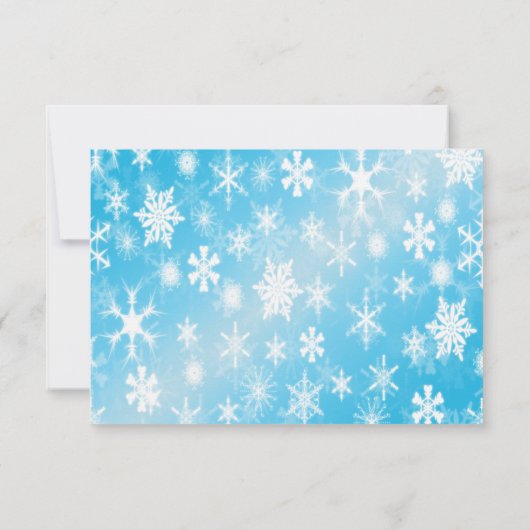 Sky Blue and White Snowflakes Repcard Einladung (Rückseite)