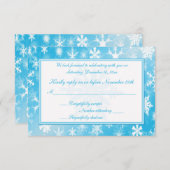Sky Blue and White Snowflakes Repcard Einladung (Vorne/Hinten)
