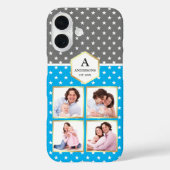 Sky Blue and White Stars Muster Foto Collage Case-Mate iPhone Hülle (Rückseite)